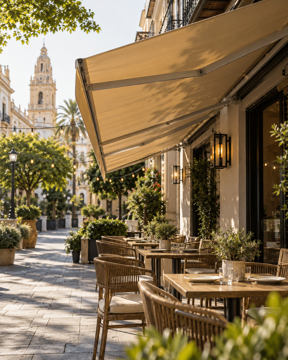 Toldo en la terraza de un restaurante